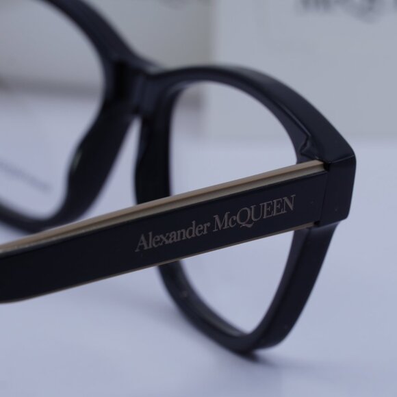 Alexander McQueen AM0306O 004 Square Eyeglasses 52mm - Black/Brown - Picture 8 of 9